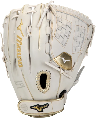 12.5 Inch Mizuno MVP Prime SE GMVP1250PSEF8-White/Gold Women's Fastpitch Softball Glove 1 12.5 Inch Mizuno MVP Prime SE GMVP1250PSEF8-White/Gold Women's Fastpitch Softball Glove