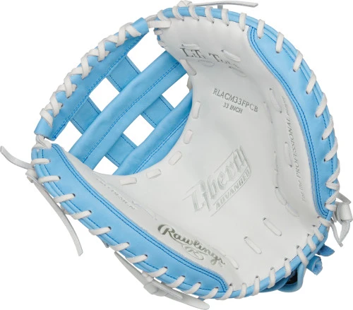 33 Inch Rawlings Liberty Advanced Color Series RLACM33FPCB Women's White/ColumbiaBlue Fastpitch Softball Catcher Mitt 2 33 Inch Rawlings Liberty Advanced Color Series RLACM33FPCB Women's White/ColumbiaBlue Fastpitch Softball Catcher Mitt - Image 2