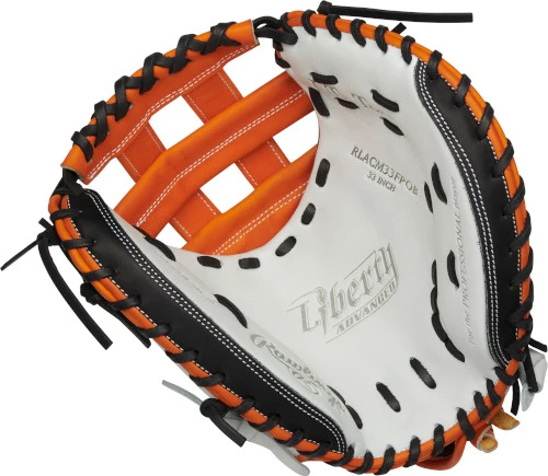 33 Inch Rawlings Liberty Advanced Color Series RLACM33FPOB Women's White/Orange/Black Fastpitch Softball Catcher Mitt 2 33 Inch Rawlings Liberty Advanced Color Series RLACM33FPOB Women's White/Orange/Black Fastpitch Softball Catcher Mitt - Image 2