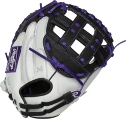 33 Inch Rawlings Liberty Advanced Color Series RLACM33FPPU Women's White/Purple/Black Fastpitch Softball Catcher Mitt