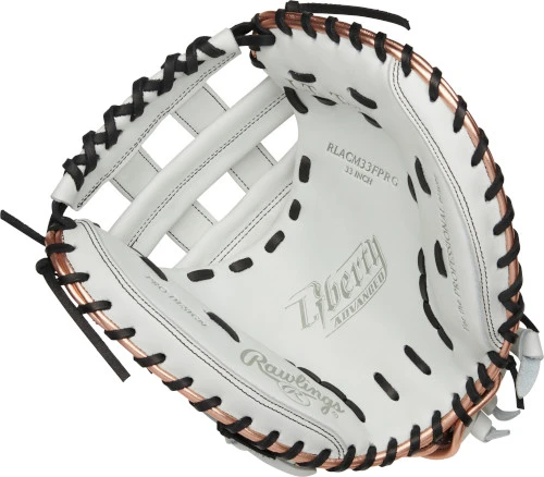 33 Inch Rawlings Liberty Advanced Color Series RLACM33FPRG Women's White/RoseGold/Black Fastpitch Softball Catcher Mitt 2 33 Inch Rawlings Liberty Advanced Color Series RLACM33FPRG Women's White/RoseGold/Black Fastpitch Softball Catcher Mitt - Image 2